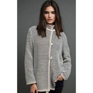 90s Maria Crist Sweater Jacket Size Small Mohair Button Long Sleeve Ivory EUC